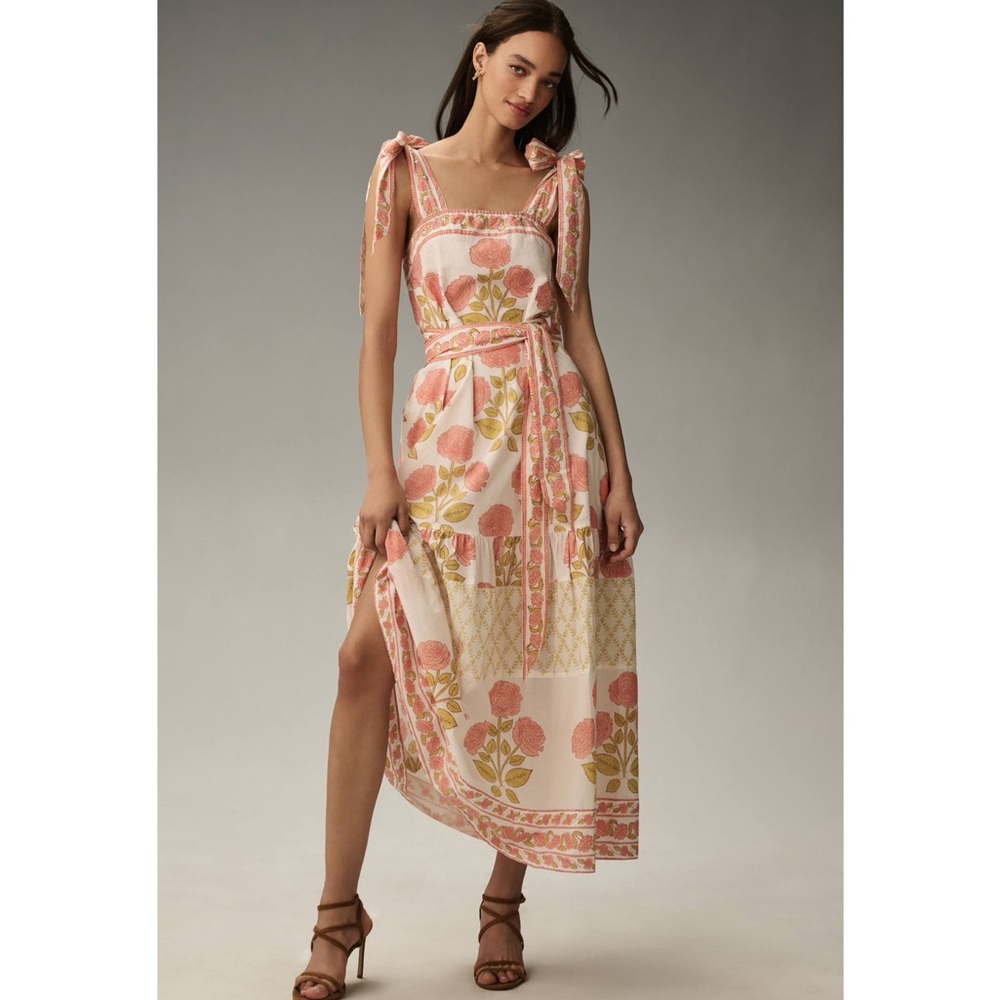 Sue Sartor tie shoulder floral dress